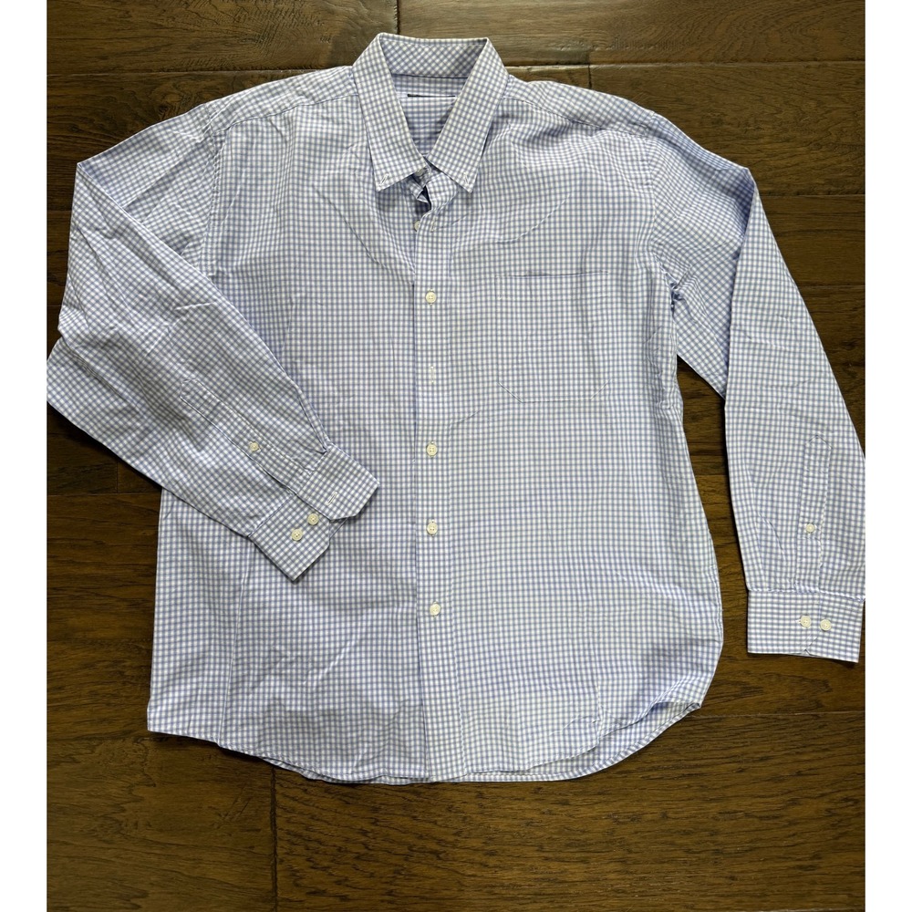 Oxford Golf Men's Blue Checkered Long Sleeve Shirt Size XL